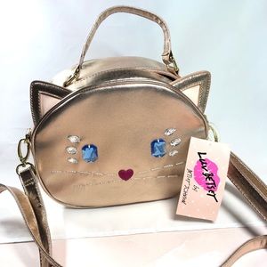 NWT Betsey Johnson Rose Gold Cat Crossbody